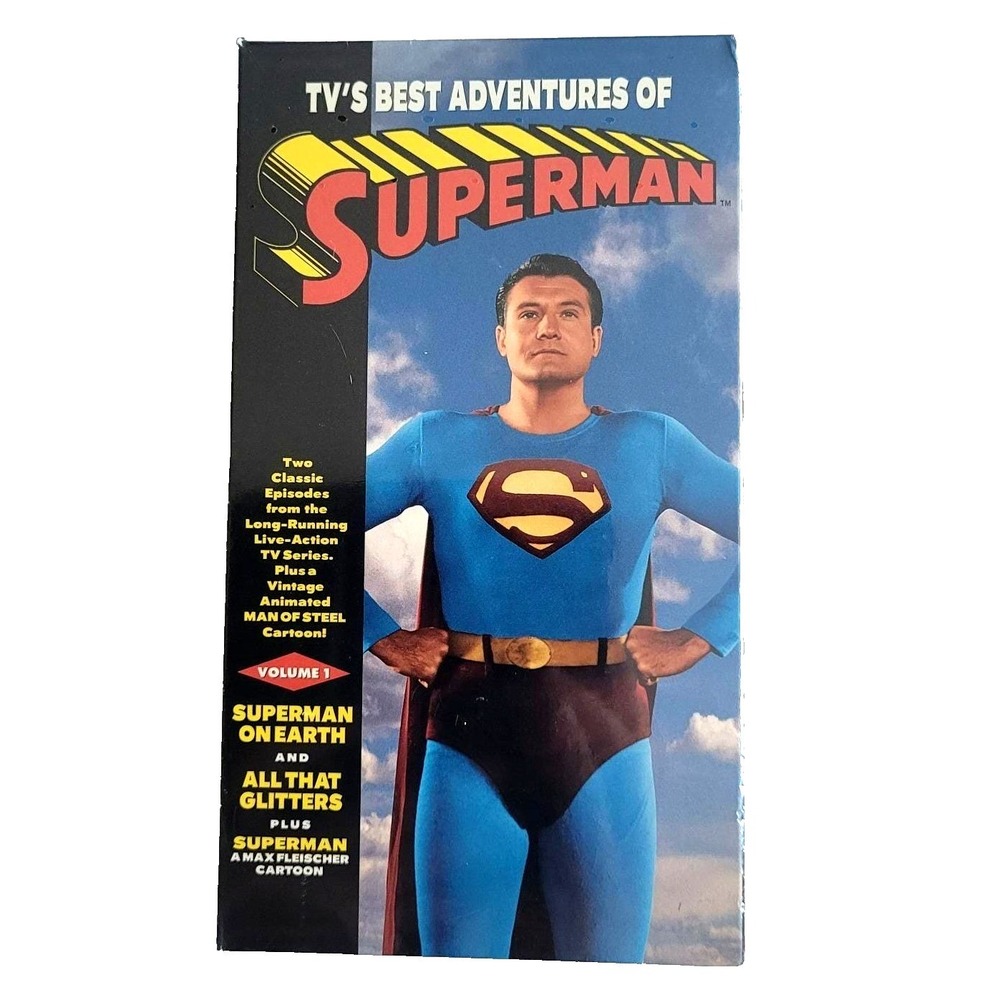 Vintage 90s VHS Superman Adventures Vol 1 Sealed Earth Glitters w/ 1950s Cartoon
